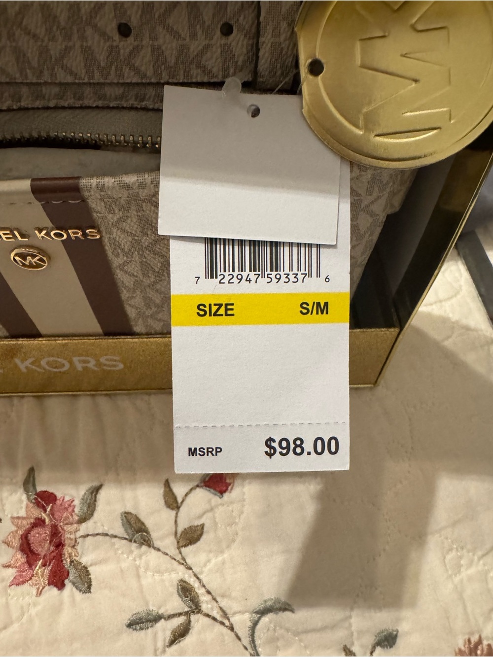 Michael Kors Beige Signature Belt Bag with Brown and Cream Stripe Gift Box - Picture 4 of 4